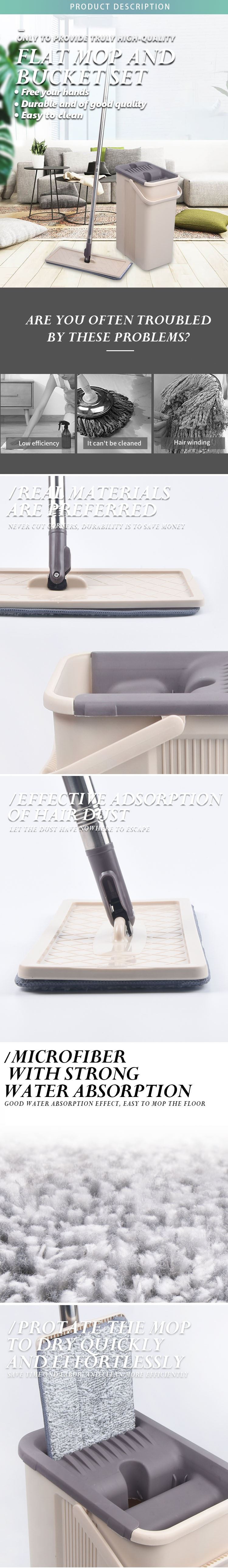 Household flat mop and bucket set